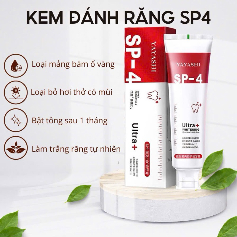 Kem đánh răng SP4 YAYASHI giảm ố vàng, giảm hôi miệng và giảm đau nướu răng