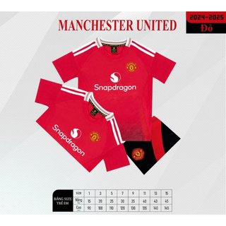 Bộ đồ đá bóng cho bé độ tuổi từ 1 đến 14 tuổi (Quần Áo Đá Bóng MU Manchester United, Argentina và các đội bóng hàng đầu)