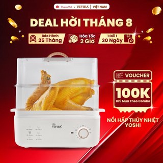 Nồi Hấp Vifiba - Nồi hấp điện Vifiba 2 Tầng - Hàng Chính Hãng - Bảo Hành 25 Tháng - Công suất 800W