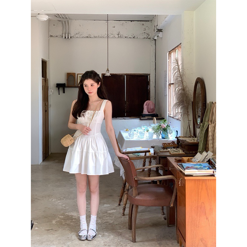 Váy dây maxi nơ cổ