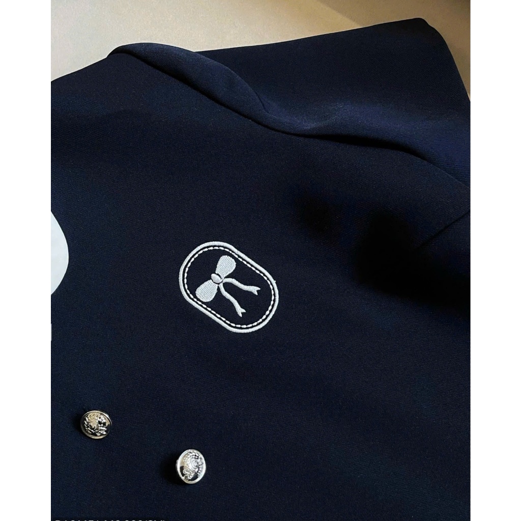 [Hàng Shop]: Váy Xanh Than Cổ Sen Phối Trắng Thêu Nơ Đuôi Xếp Ly 2 Lớp Có Lót Quần Bảo Hộ [V83] Lollaye | BigBuy360 - bigbuy360.vn