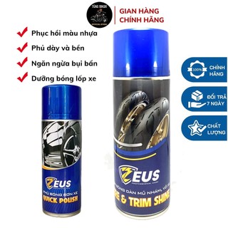 Chai xịt phục hồi nhựa nhám, làm bóng vỏ, phủ dưỡng bóng dàn áo zeus
