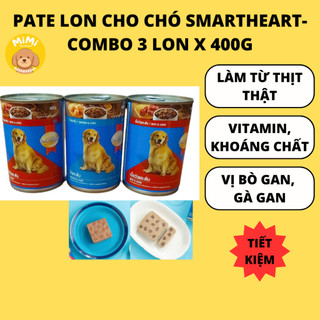 Pate lon cho chó Smartheart vị bò gà gan, bate gan đóng hộp cho chó-