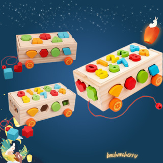 Đồ Chơi Gỗ Xe Thả Số Phát Triển Kỹ Năng, Nhận Biết Màu Sắc, Hình Khối, Số Đếm Cho Bé