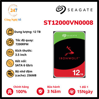 Ổ cứng Seagate IRONWOLF NAS HDD 12TB 3.5 ST12000VN0008 - Bảo hành 36 tháng