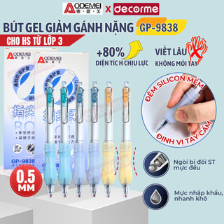 Bút gel giảm gánh nặng Odemei GP9838 viết gel chống mỏi DecorMe ngòi ST 0.5mm viết lâu không mỏi không đau tay
