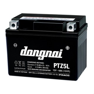 Bình ắc quy Đồng Nai PTZ5L, 12V - 4Ah dùng cho AB 110, Click 110, Sirius Fi, Wave a/RS/RSX, Future X, Ex 150, Axelo