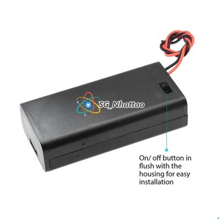 Hộp đế pin AA loại 2 PIN 1.5v có nắp và công tắc on off bằng nhựa