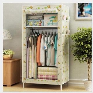 [GIÁ SỐC]Tủ quần áo Vải 3D 2 Buồng Đựng Quần Áo 1 Buồng 2 Ngăn treo quần áo tiện dụng