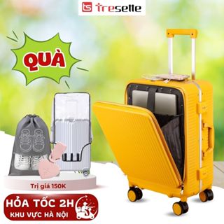  Vali khung nhôm khóa sập Tresette 2839 cao cấp có ngăn đựng laptop cổng sạc USB size 20 