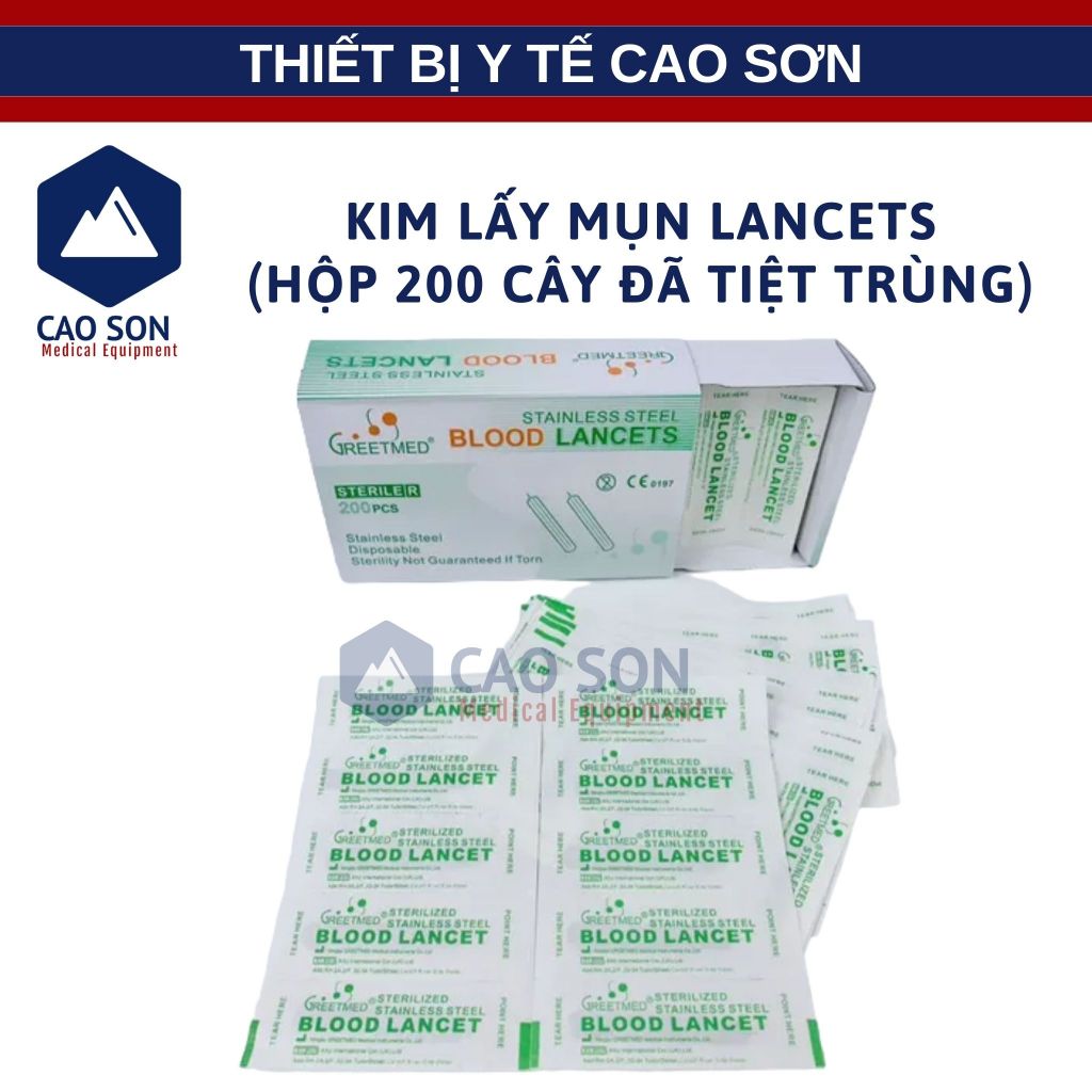 Hộp kim lấy mụn Greetmed (Lancet) ( Hộp 200 cây đã tiệt trùng )