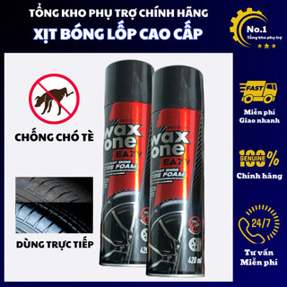  Chai xịt bóng lốp CAO CẤP chống chó tè Vệ sinh dưỡng đen lốp ô tô xe máy WAX ONE 