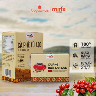 Combo tiện lợi, 1 Hộp cà phê túi lọc Mitix 72g và 1 Hộp cà phê hòa tan đen 30g