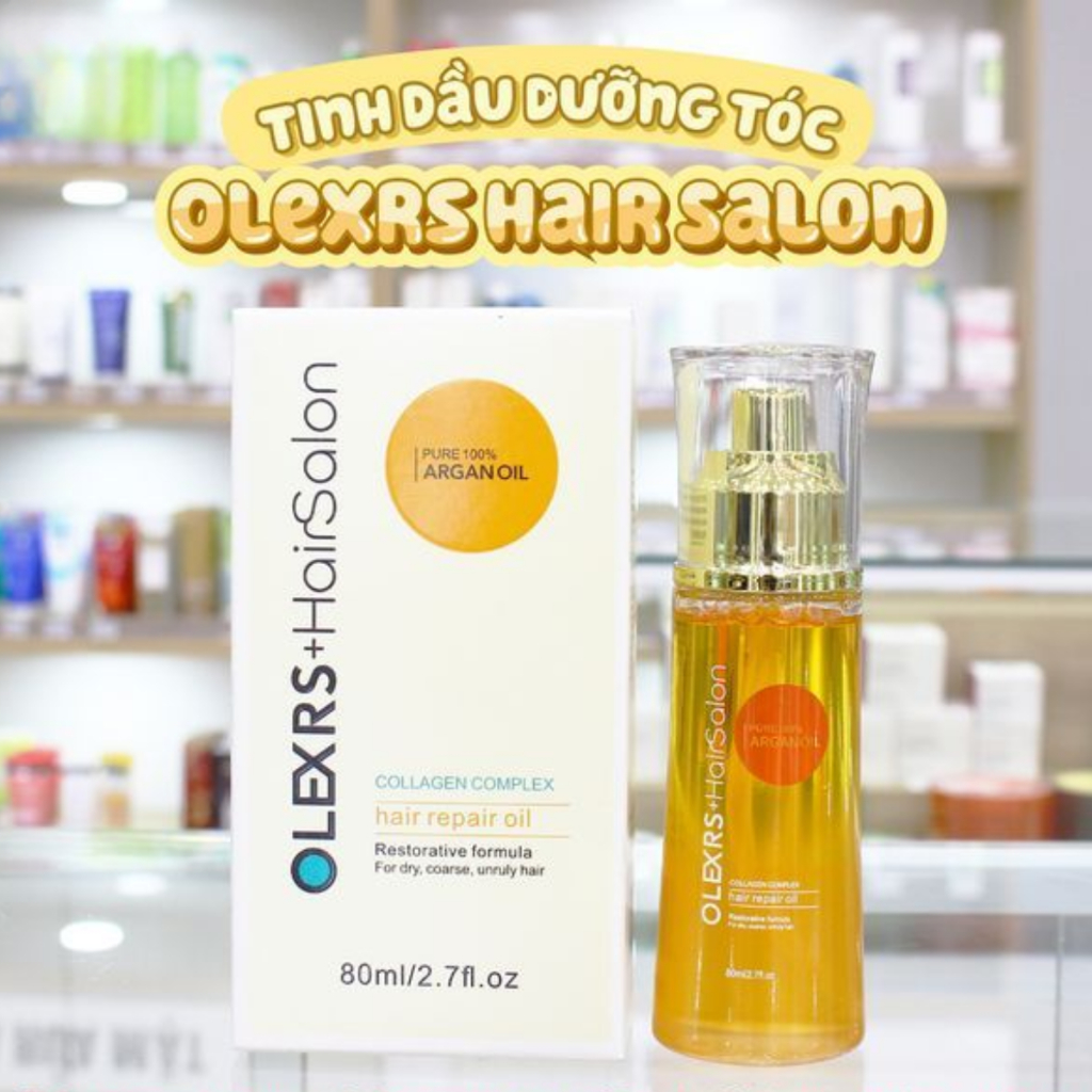 Tinh Dầu Dưỡng Phục Hồi Tóc Hư Tổn Olexrs Hairsalon Pure 100% Argan Oil Essence Collagen Complex Hair Repair Oil 80ml