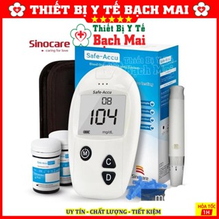(TBYT BẠCH MAI ) Máy Đo Đường Huyết Safe Accu-SINOCARE - Tặng 50 Que  Và 50 Kim Chích Máu
