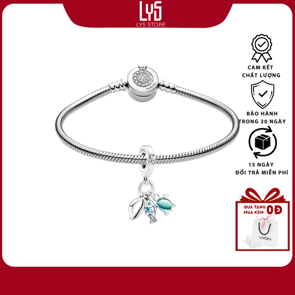 Vòng tay Bạc Lys Moments Khóa Crown O Mix charm cá xanh 5007-1194