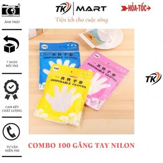 Combo 100 găng tay, bao tay nilon dùng một lần siêu tiện dụng