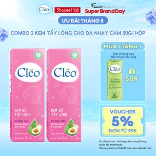 Combo 02 Kem Tẩy Lông Cho Da Nhạy Cảm Cleo Avocado Hair Removal Cream Sensitive Skin 50g