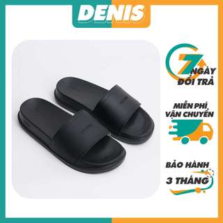 Dép quai ngang Denis Unisex Slipper DT02 DT03 đế PU quai PVC màu full đen Ngoài trời