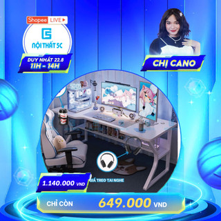 Bàn gaming, bàn làm việc Nội Thất 5C thiết kế cá tính hiện đại,kèm LED và kệ để đồ tiện lợi thông minh lắp ráp dễ dàng
