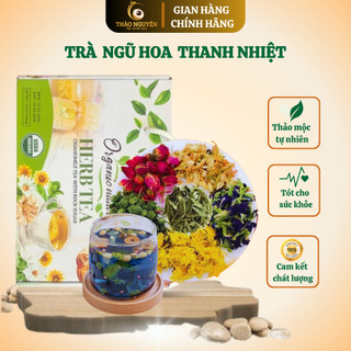 Trà ngũ hoa thanh nhiệt hoa cúc, nhài, hồng, đậu biếc, nụ hoa tam thất