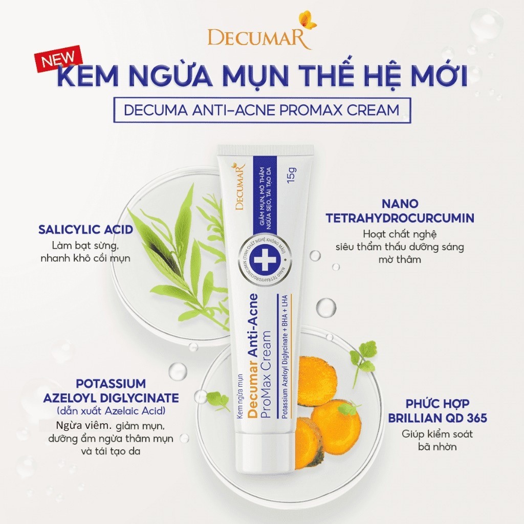 Combo 2 kem mụn ngày - đêm Decumar Promax và THC hỗ trợ giảm mụn, mờ thâm sẹo sau 48h - THC03, DPC01