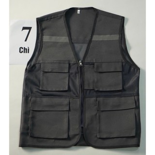 Áo ghi lê phản quang 4 túi bảo hộ lao động màu chì, áo khoác kỹ thuật