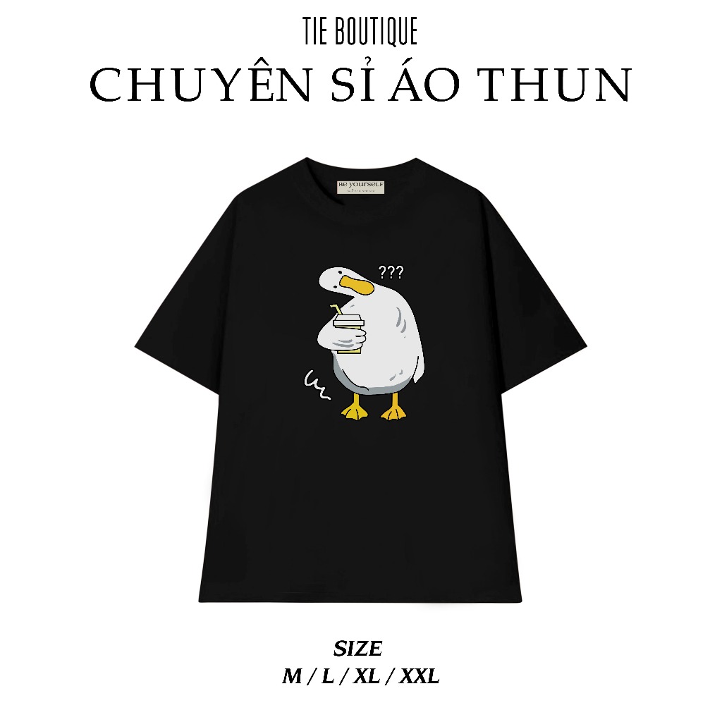Áo thun VỊT NGHIÊNG ĐẦU Áo Phông Unisex Đủ Size Con Vịt Dĩa Huông Quạc Quạc