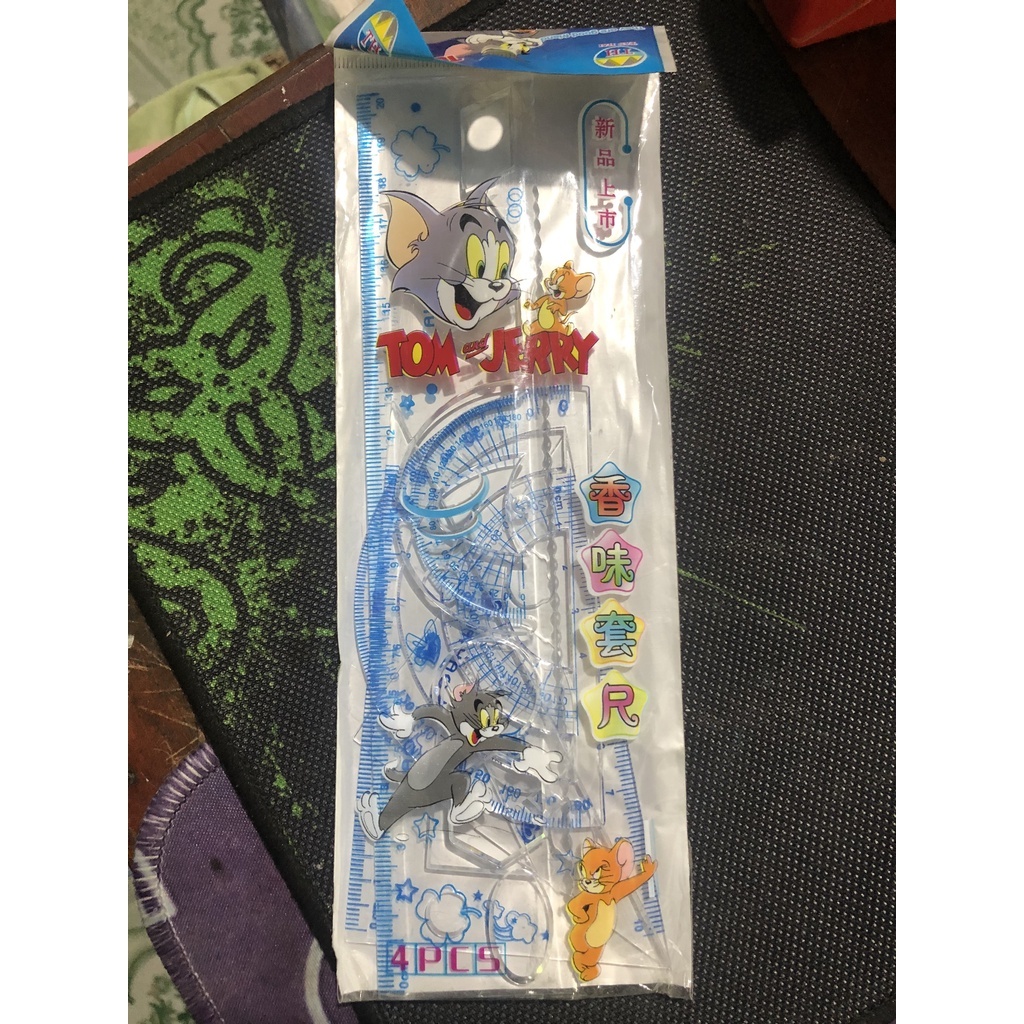 SET 5 Bộ Eke Thước Kẻ Nhựa 4 Món