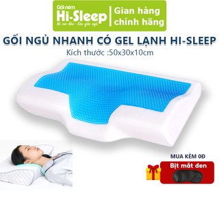 Gối ngủ nhanh gel lạnh HI-SLEEP - Thiết kế nâng đỡ cổ vai gáy, giúp ngủ nhanh, giảm ngáy - Ruột cao su non cao cấp