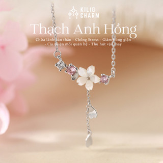 Dây chuyền nữ bạc s925 đá thạch anh hồng, vòng cổ hoa ngọc thu hút tình duyên KV16 - KILIG CHARM