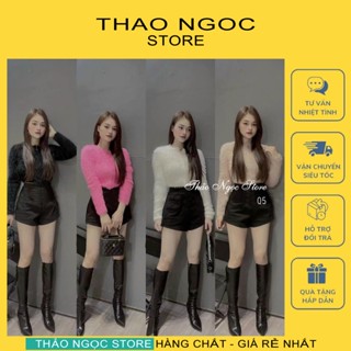 Áo khoác len lông croptop tay dài dây khóa kéo hàng nhập! (có sẵn, hình thật) THẢO NGỌC STORE