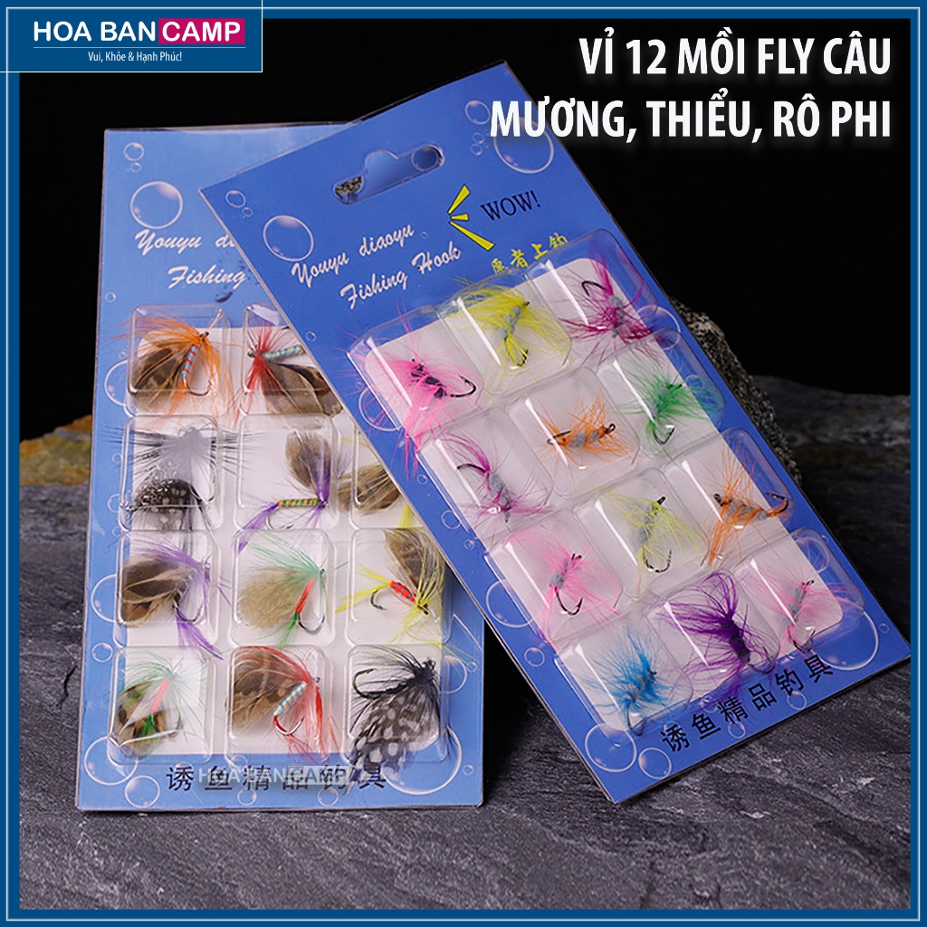 Vỉ 12 Mồi Fly Câu Mương, Thiểu, Rô Phi