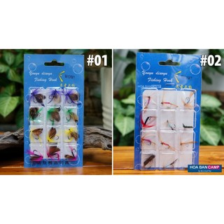 Vỉ 12 Mồi Fly Câu Mương, Thiểu, Rô Phi