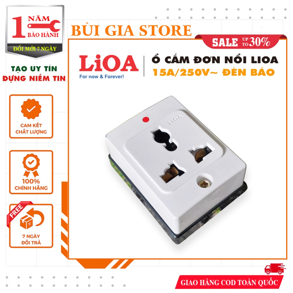 Ổ cắm đơn nổi LiOA OC1KD có đèn báo
