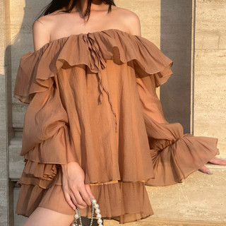 GLORIOUS Set áo váy voan ngắn kèm quần tay dài Jeny Set chất liệu voan bồng bềnh