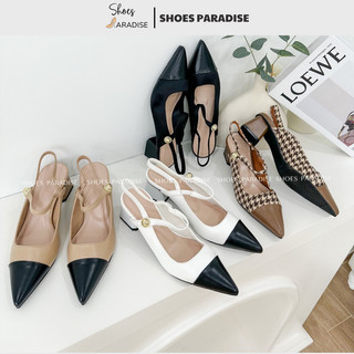 Giày cao gót bít mũi nữ 5p giày đẹp mũi nhọn khóa gót vuông 5cm shoes paradise bbxk27