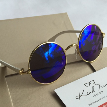 Kính râm unisex cho nam nữ dáng Mắt tròn xoe Mắt xanh gương sành điệu