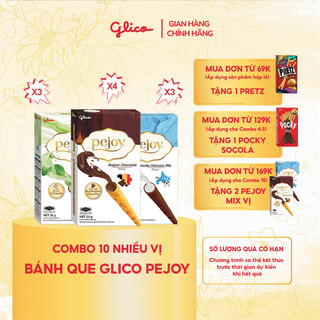 Combo 10 hộp Bánh que nhân kem Glico Pejoy Set Full Happiness mix vị (4 Socola - 3 Vani Hokkaido - 3 Choco Mint)