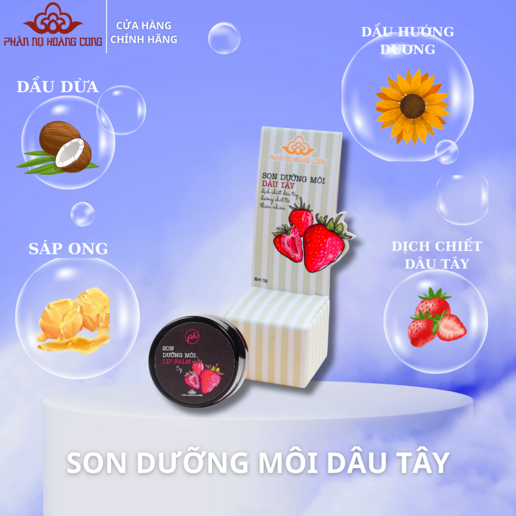 [Live KOL] Son Dưỡng Môi Dâu Tây Phấn Nụ Hoàng Cung Giúp Hồng Môi Và Dưỡng Ẩm 5g