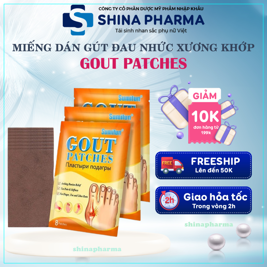 Miếng Dán Thảo Dược Xương Khớp Gout Patches Nga - Miếng Giảm Đau Gút Xương Khớp Gout Patches