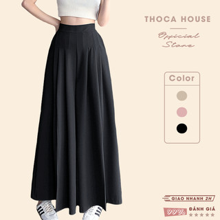 Quần ống siêu rộng giả váy trơn lưng thun THOCA HOUSE hack dáng chuẩn xinh