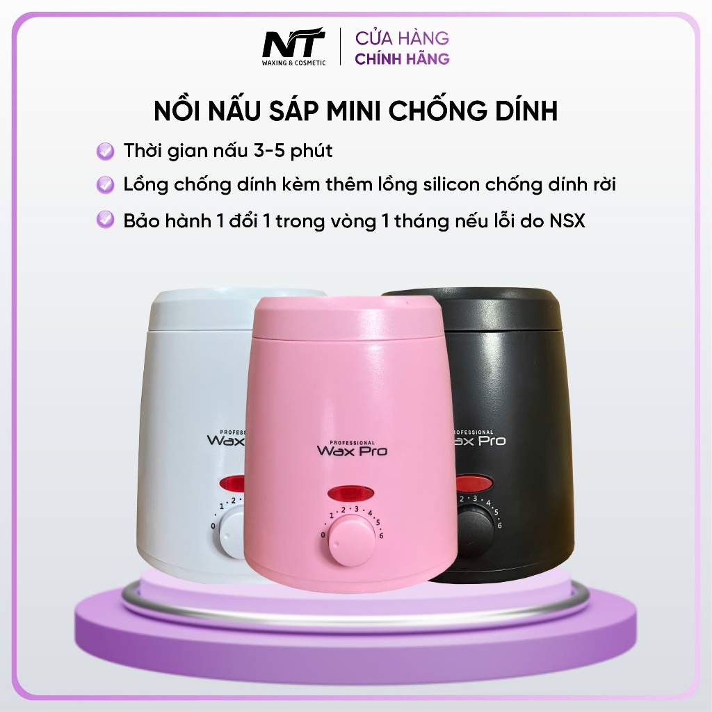 Nồi Nấu Sáp Mini Lồng Nồi Ceramic Chống Dính Giữ Nhiệt 200ml NT Waxing Dễ Dàng Sử Dụng