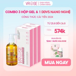 Combo 3 hộp gel phụ khoa và dung dịch vệ sinh nano Vrose