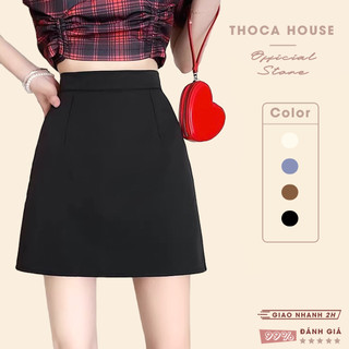 Chân váy công sở dáng A ngắn trơn màu THOCA HOUSE có lót trong, basic tôn dáng cực xinh