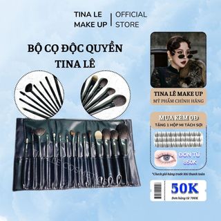 Bộ Cọ Trang Điểm Lông Chồn Nước Tina Le Make Up 15 Cây Thân Gỗ To Chắc Chắn Bao Da Sang Trọng
