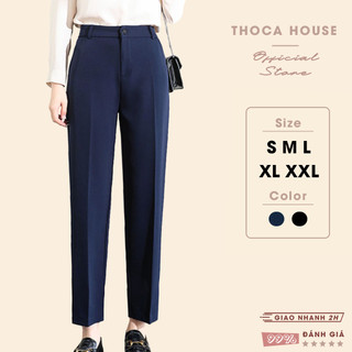 Quần tây đi học xanh đen, đen THOCA HOUSE quần baggy công sở form suông dài