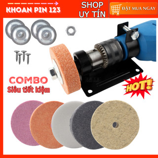 Bộ đế chuyển máy khoan tay sang máy mài dao kéo, đánh bóng, chà nhám, tặng ốc cố định