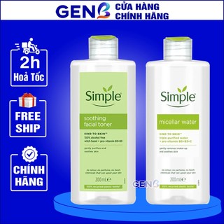 Nước Tẩy Trang Simple CHÍNH HÃNG+ Toner Simple Nước Hoa Hồng Tonner cho Da Nhạy Cảm Dầu Mụn Combo Simple Skincare GENB