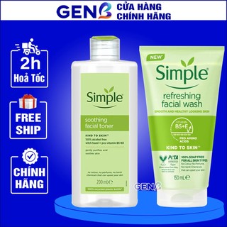 Toner Simple +Sữa Rửa Mặt Simple COMBO CHÍNH HÃNG Bộ Chăm Sóc Da Mặt Skincare Nước Hoa Hồng Tonner &Srm Gel Rửa Mặt GENB